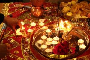 Preparation for Diwali pooja